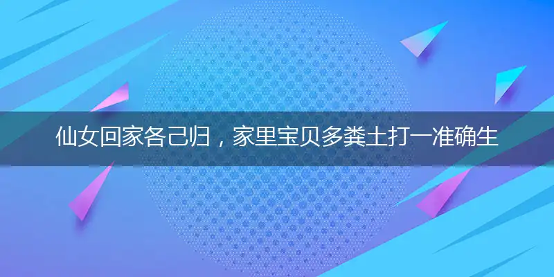 仙女回家各己归，家里宝贝多粪土打一准确生肖,释义最佳答案解读