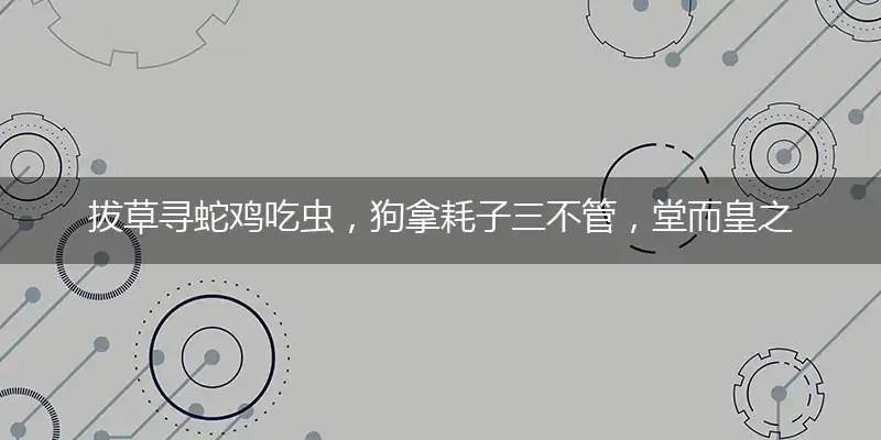 拔草寻蛇鸡吃虫,狗拿耗子三不管,堂而皇之不忌讳,举止大方有度量