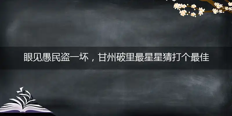 眼见愚民盗一坏，甘州破里最星星猜打个最佳准确生肖,优选谜题解释剖析