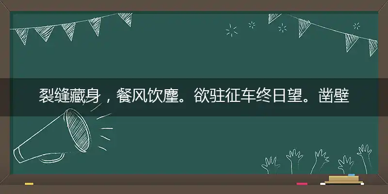 裂缝藏身,餐风饮麈。欲驻征车终日望。凿壁借光,苦读诗书。欲驻征车终日望