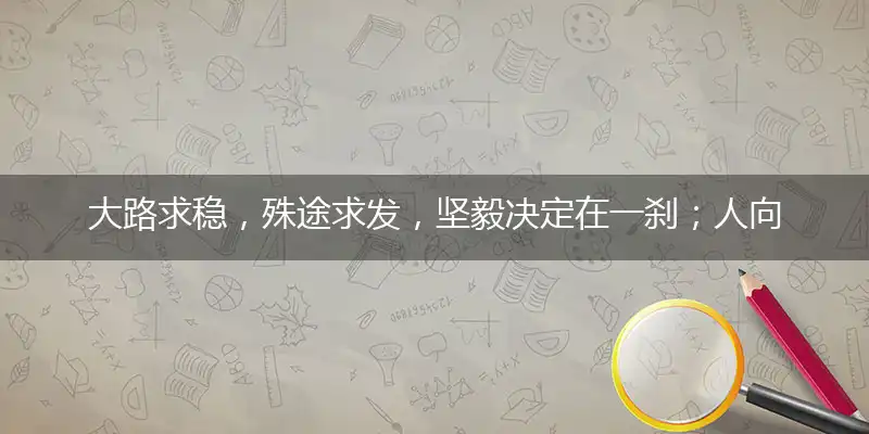 大路求稳,殊途求发,坚毅决定在一刹；人向有志,各具性格,得精明有方法